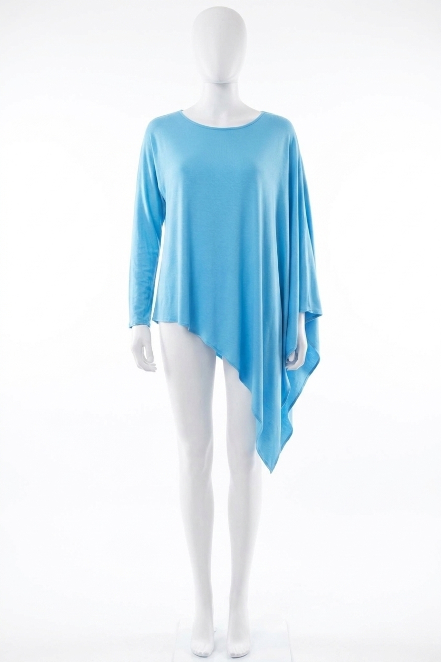 NEW ANGEL asymmetrical tunic top in turquoise